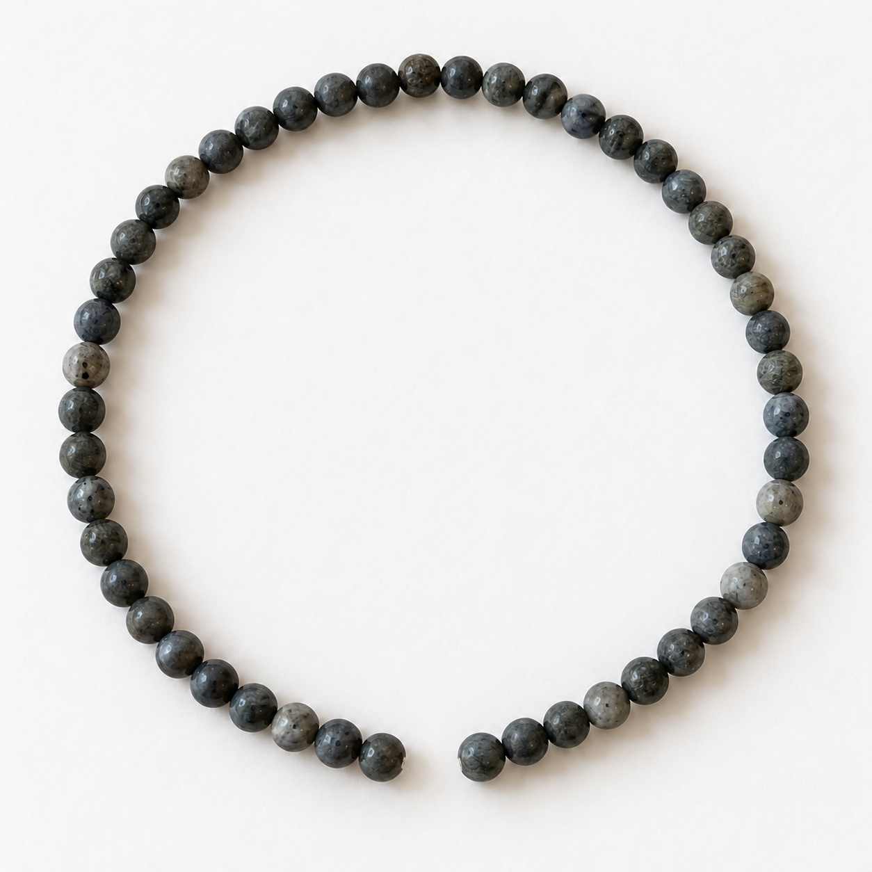 Charcoal gray bead strand · 4 mm, 45 beads per strand