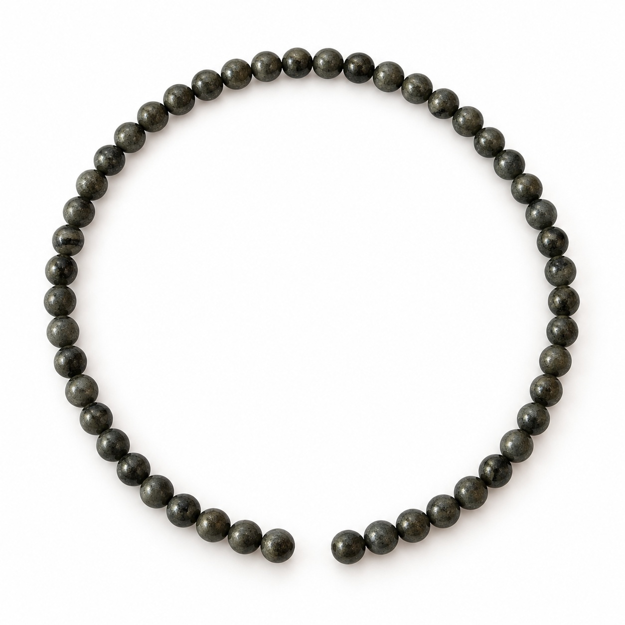Metallic gray bead strand · 4 mm, 45 beads per strand