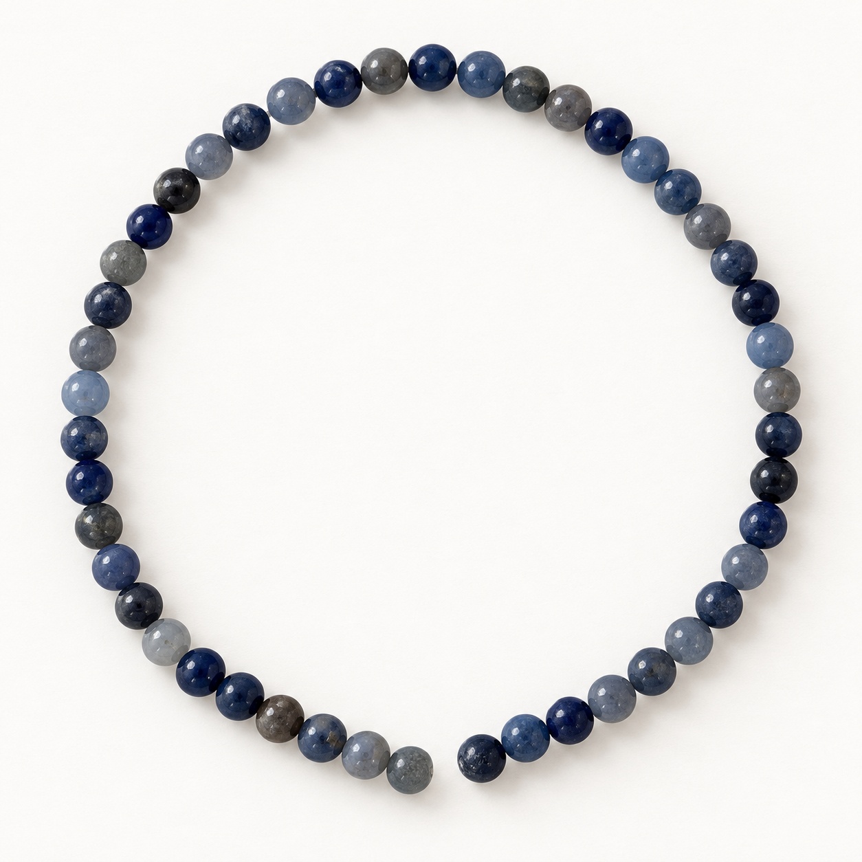 Blue & gray bead strand · 6 mm, 45 beads per strand
