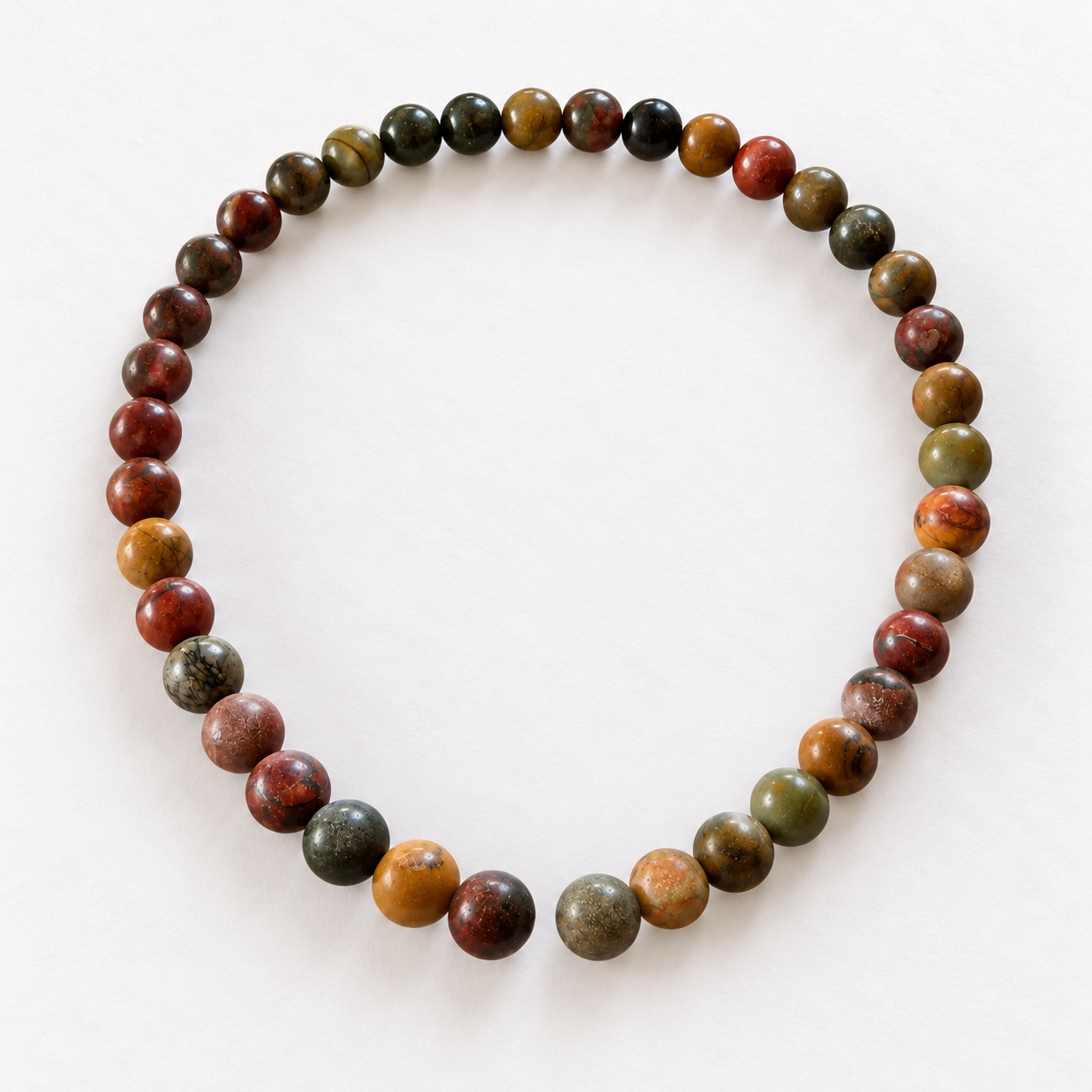 Earth-tone multicolor bead strand, 45 beads per strand
