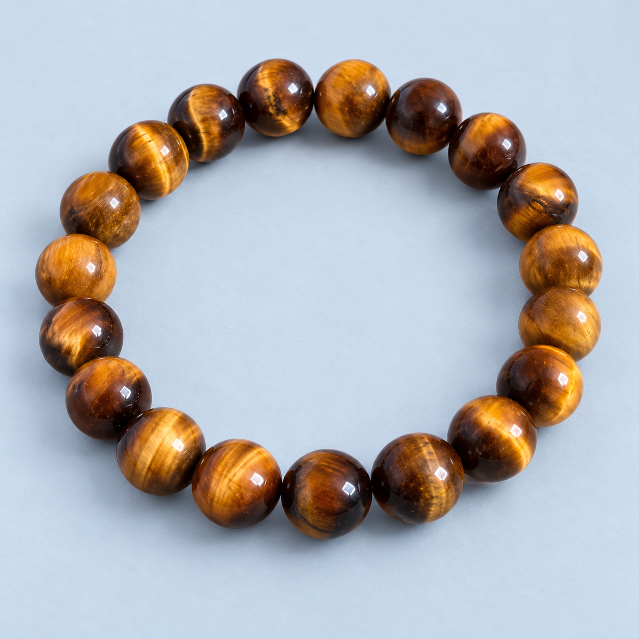Golden brown striped bead bracelet